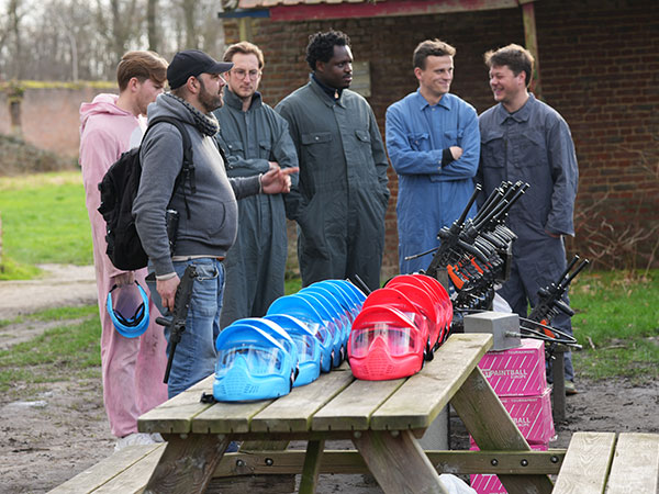 Adults on a bachelor party paintball outing near Overijse – Fun activities and a festive atmosphere